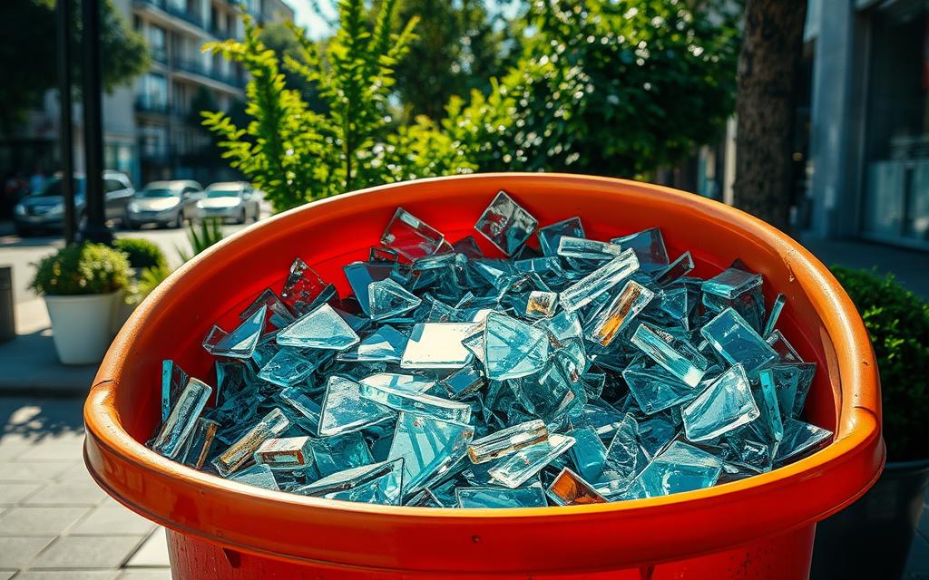 can you put broken glass in the recycle bin