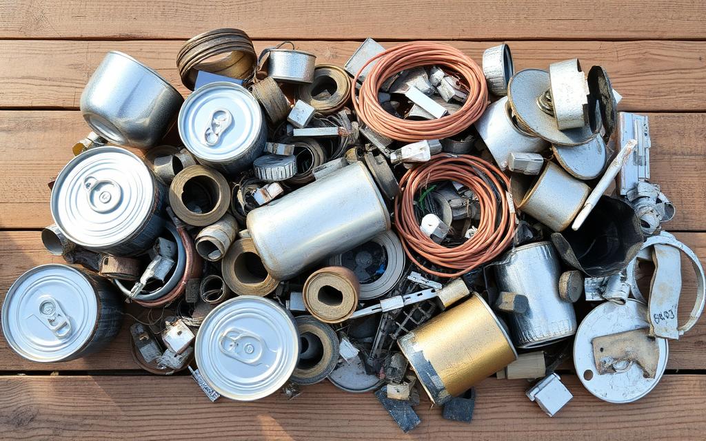 Recyclable metals illustrating common recycling metals