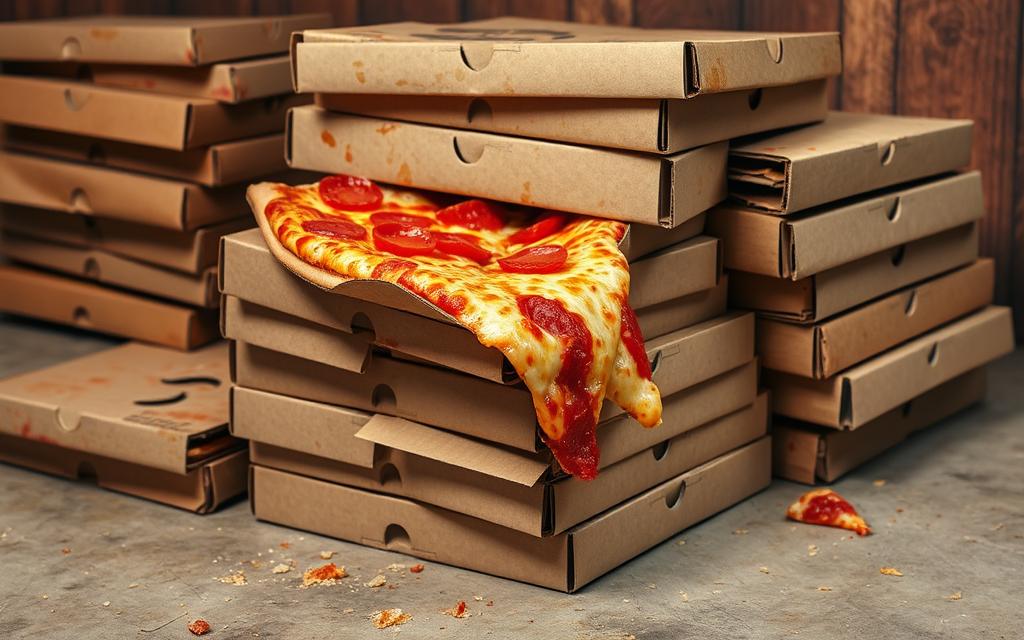 greasy pizza boxes