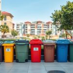 recycling and garbage containers