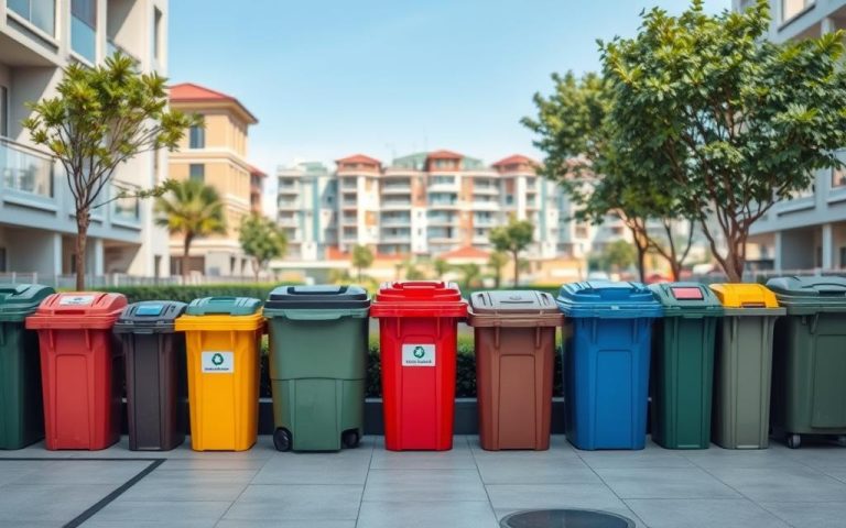 recycling and garbage containers